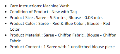 Good Description to sell sarees on Amazon.in