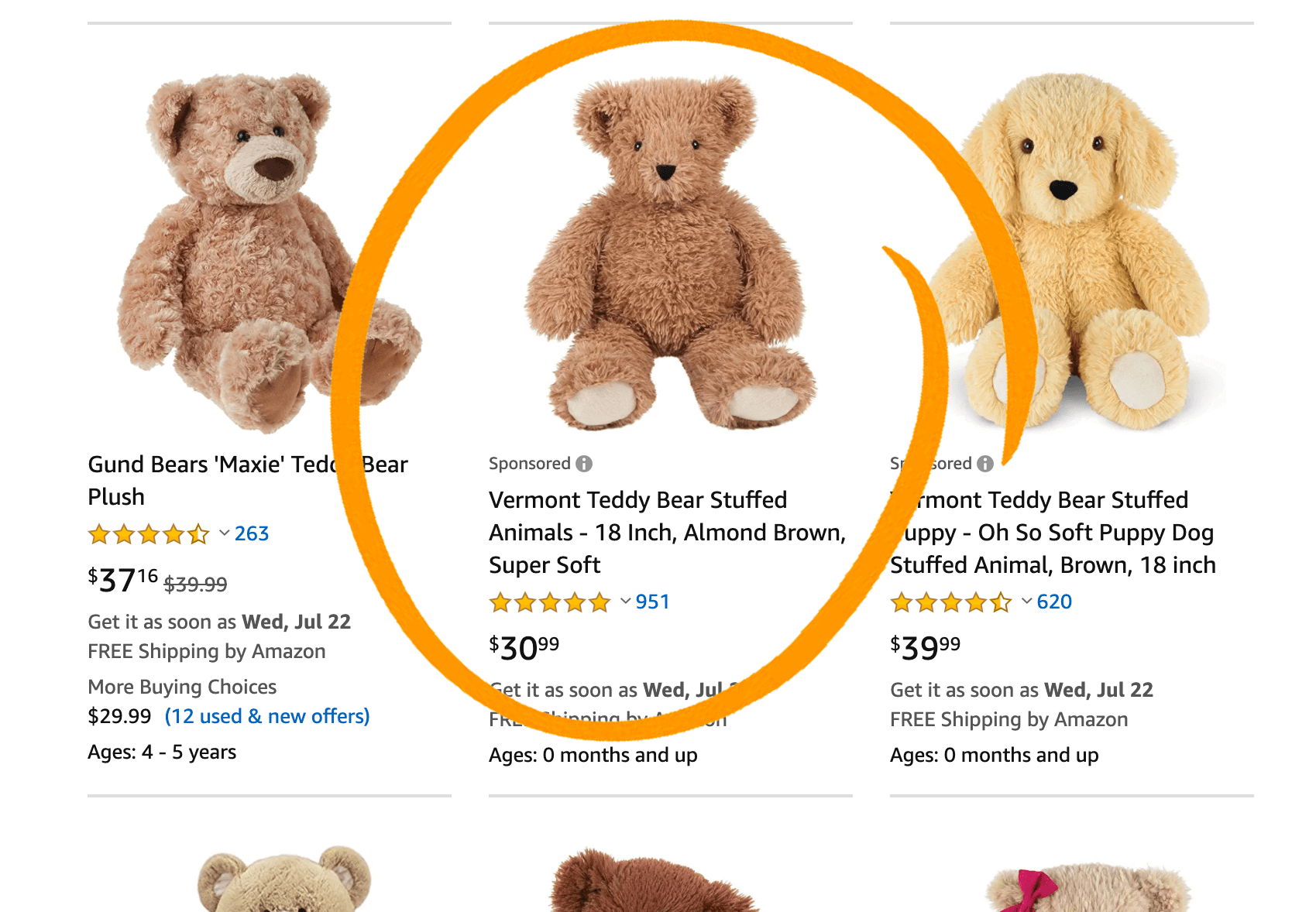 Sponsored Product Ad for a good seller on amazon